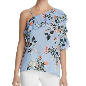 Parker Clayton || Woman’s Ruffle Watercolor Floral Silk Top size Med